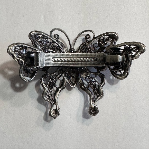 Large Vintage Butterfly Rhinestone Covered Hair Accessory Clip Sparkling 5” L - Picture 9 of 13